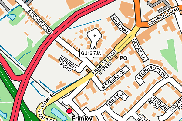 GU16 7JA map - OS OpenMap – Local (Ordnance Survey)