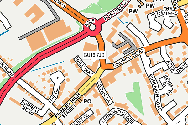 GU16 7JD map - OS OpenMap – Local (Ordnance Survey)