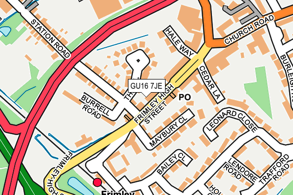GU16 7JE map - OS OpenMap – Local (Ordnance Survey)