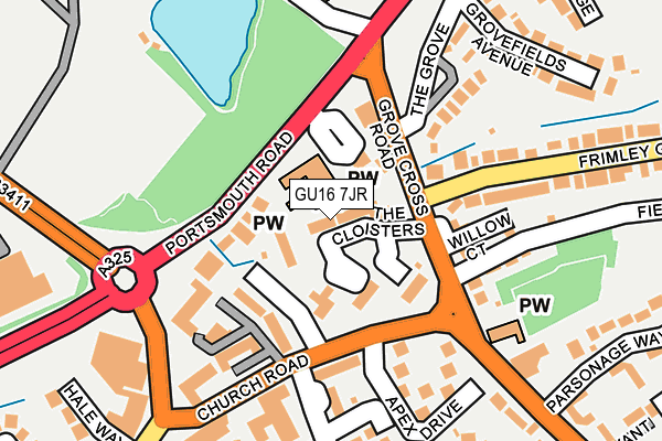 GU16 7JR map - OS OpenMap – Local (Ordnance Survey)