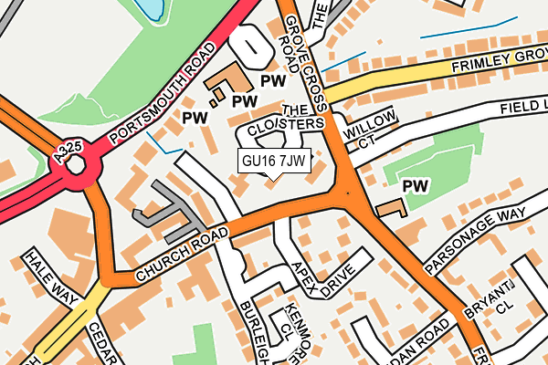 GU16 7JW map - OS OpenMap – Local (Ordnance Survey)