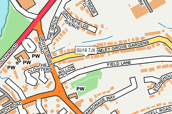 GU16 7JX map - OS OpenMap – Local (Ordnance Survey)