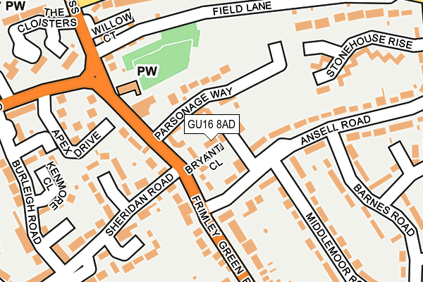 GU16 8AD map - OS OpenMap – Local (Ordnance Survey)