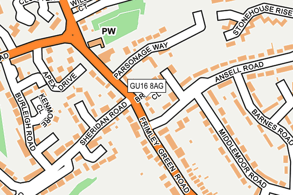 GU16 8AG map - OS OpenMap – Local (Ordnance Survey)