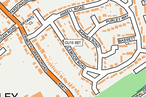 GU16 8BT map - OS OpenMap – Local (Ordnance Survey)