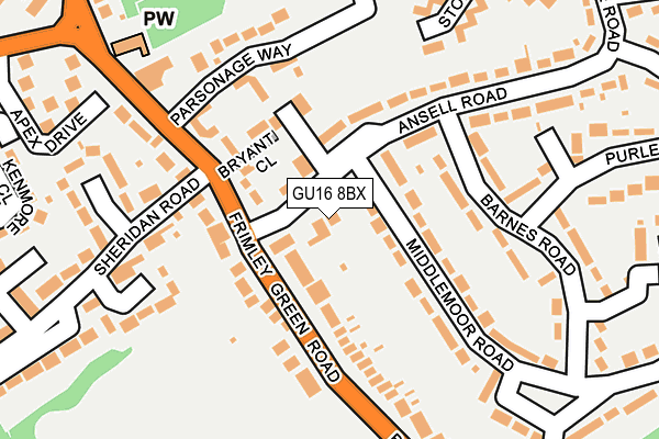 GU16 8BX map - OS OpenMap – Local (Ordnance Survey)