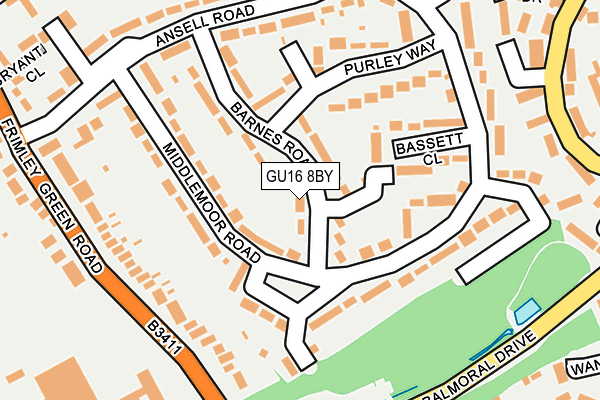 GU16 8BY map - OS OpenMap – Local (Ordnance Survey)