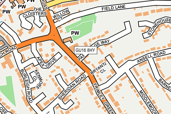 GU16 8HY map - OS OpenMap – Local (Ordnance Survey)