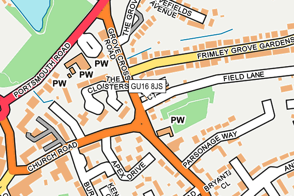 GU16 8JS map - OS OpenMap – Local (Ordnance Survey)