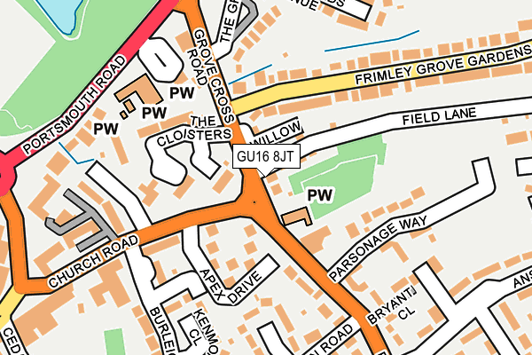 GU16 8JT map - OS OpenMap – Local (Ordnance Survey)