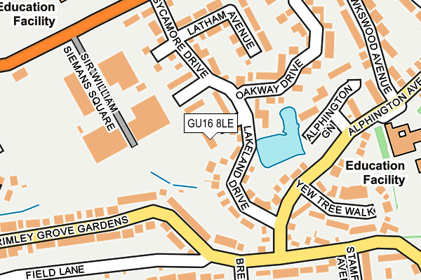 GU16 8LE map - OS OpenMap – Local (Ordnance Survey)