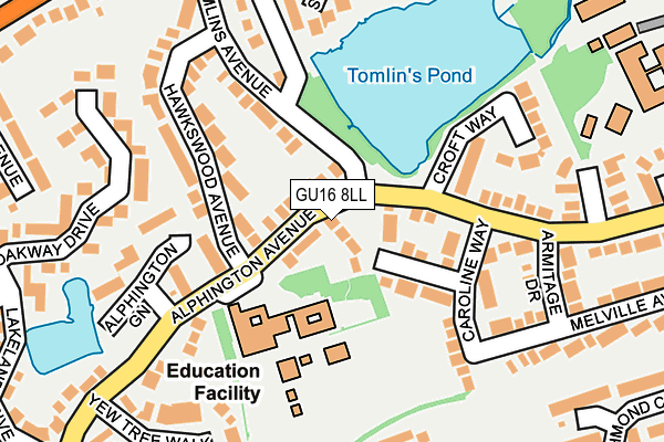 GU16 8LL map - OS OpenMap – Local (Ordnance Survey)