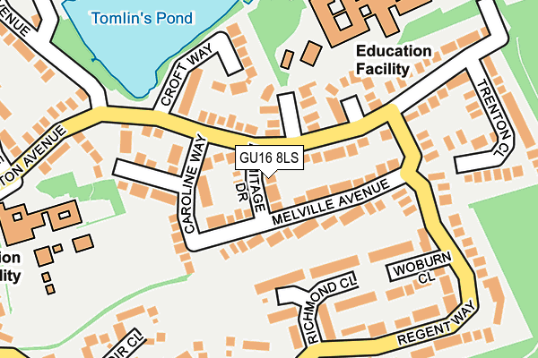 GU16 8LS map - OS OpenMap – Local (Ordnance Survey)