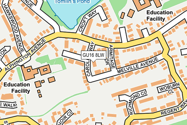 GU16 8LW map - OS OpenMap – Local (Ordnance Survey)