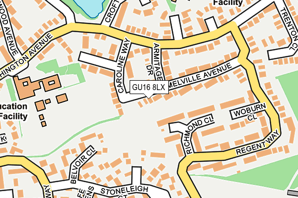 GU16 8LX map - OS OpenMap – Local (Ordnance Survey)