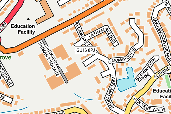 GU16 8PJ map - OS OpenMap – Local (Ordnance Survey)