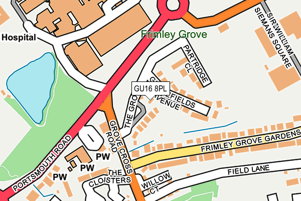 GU16 8PL map - OS OpenMap – Local (Ordnance Survey)