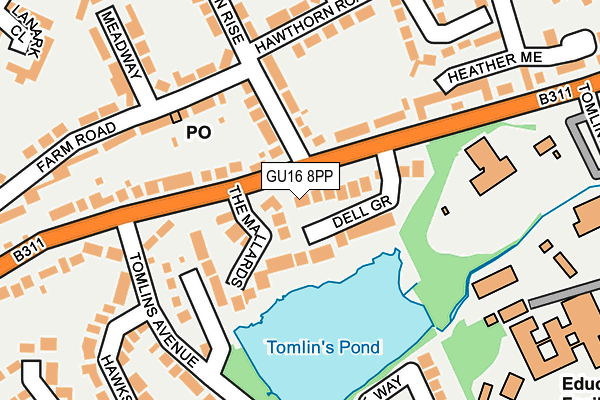 GU16 8PP map - OS OpenMap – Local (Ordnance Survey)