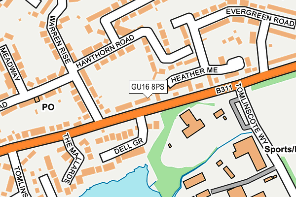 GU16 8PS map - OS OpenMap – Local (Ordnance Survey)