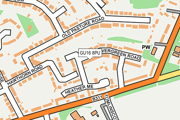 GU16 8PU map - OS OpenMap – Local (Ordnance Survey)