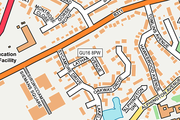 GU16 8PW map - OS OpenMap – Local (Ordnance Survey)