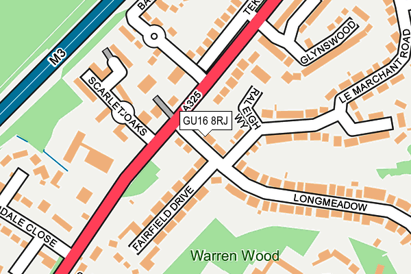 GU16 8RJ map - OS OpenMap – Local (Ordnance Survey)