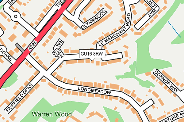 GU16 8RW map - OS OpenMap – Local (Ordnance Survey)