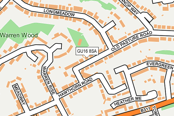 GU16 8SA map - OS OpenMap – Local (Ordnance Survey)