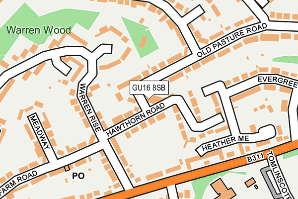 GU16 8SB map - OS OpenMap – Local (Ordnance Survey)
