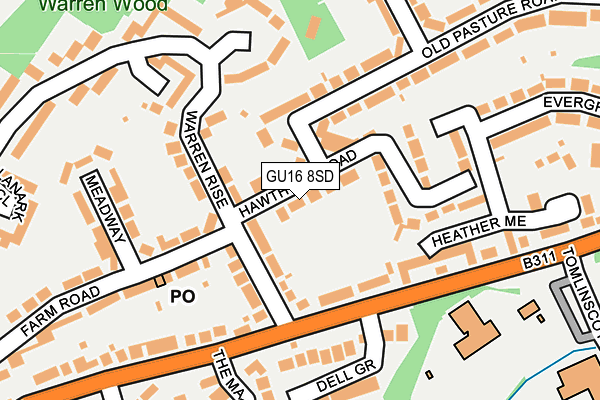 GU16 8SD map - OS OpenMap – Local (Ordnance Survey)