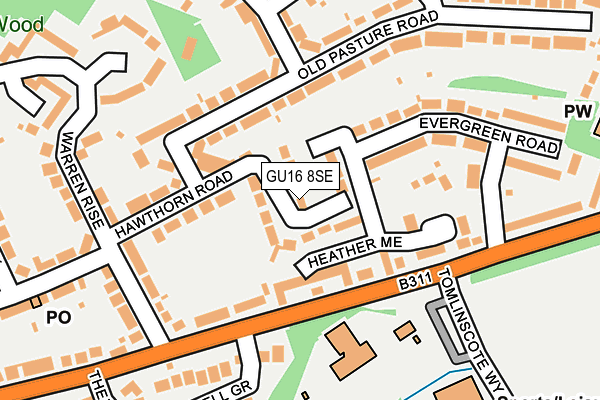 GU16 8SE map - OS OpenMap – Local (Ordnance Survey)