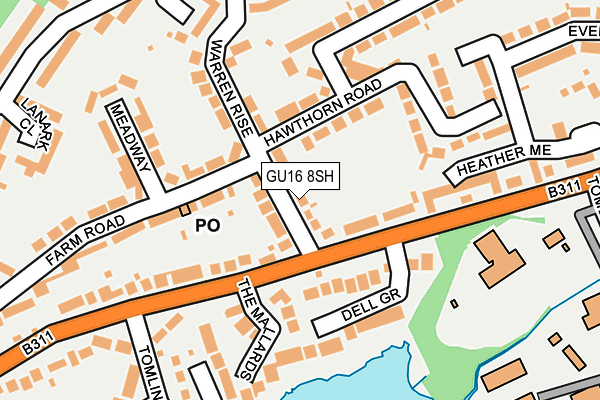 GU16 8SH map - OS OpenMap – Local (Ordnance Survey)