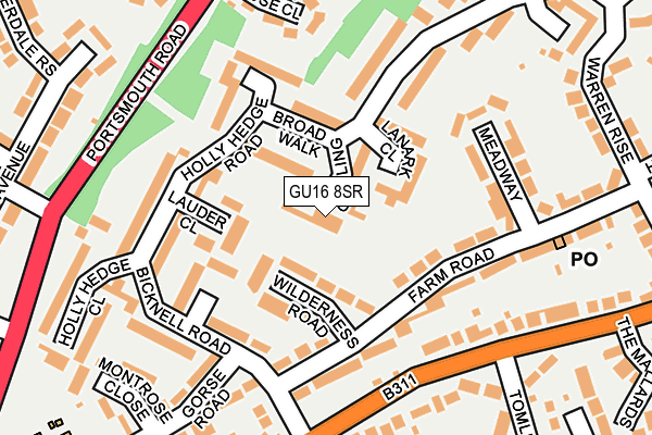 GU16 8SR map - OS OpenMap – Local (Ordnance Survey)