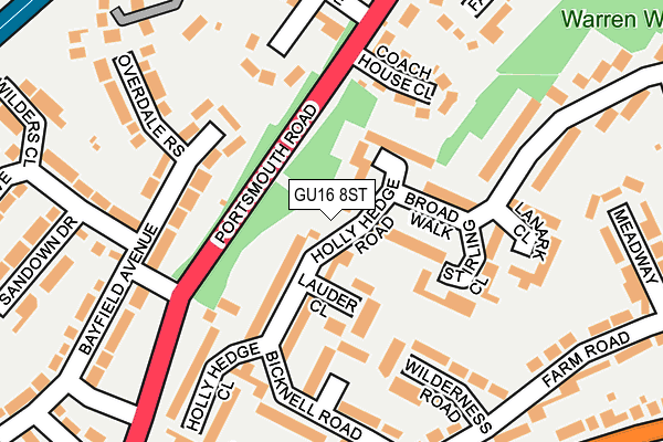 GU16 8ST map - OS OpenMap – Local (Ordnance Survey)