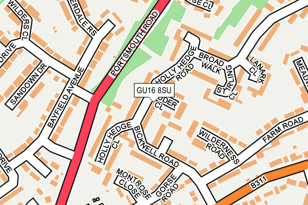 GU16 8SU map - OS OpenMap – Local (Ordnance Survey)