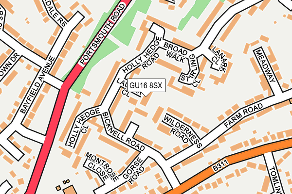 GU16 8SX map - OS OpenMap – Local (Ordnance Survey)