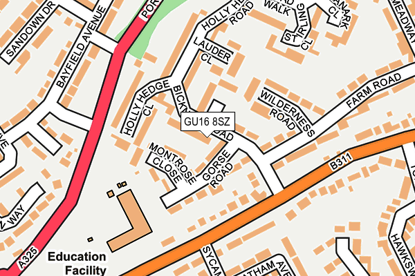 GU16 8SZ map - OS OpenMap – Local (Ordnance Survey)