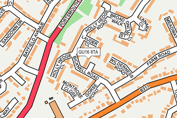 GU16 8TA map - OS OpenMap – Local (Ordnance Survey)