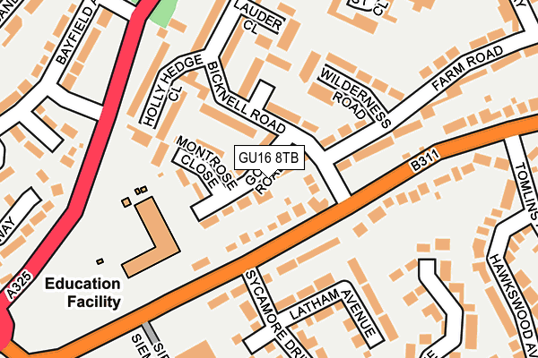 GU16 8TB map - OS OpenMap – Local (Ordnance Survey)