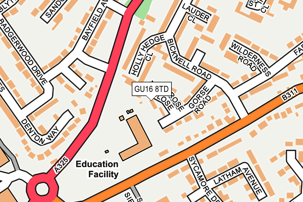 GU16 8TD map - OS OpenMap – Local (Ordnance Survey)