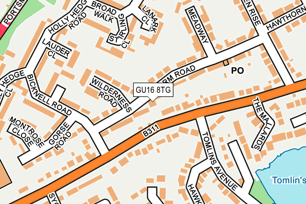 GU16 8TG map - OS OpenMap – Local (Ordnance Survey)