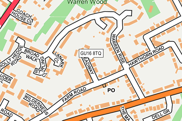 GU16 8TQ map - OS OpenMap – Local (Ordnance Survey)