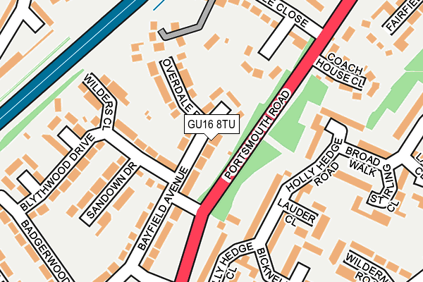 GU16 8TU map - OS OpenMap – Local (Ordnance Survey)