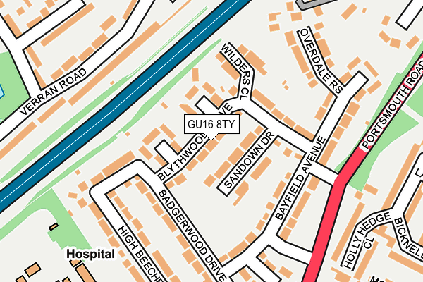 GU16 8TY map - OS OpenMap – Local (Ordnance Survey)