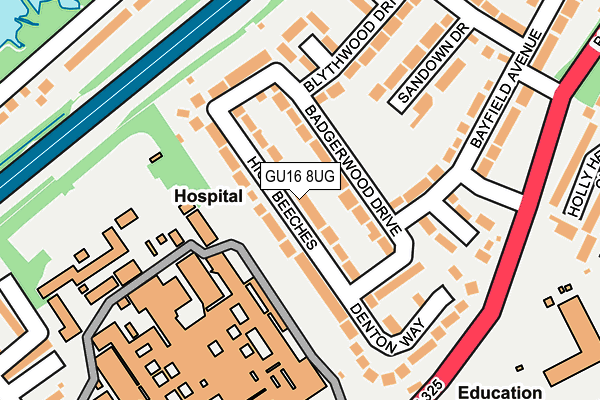 GU16 8UG map - OS OpenMap – Local (Ordnance Survey)