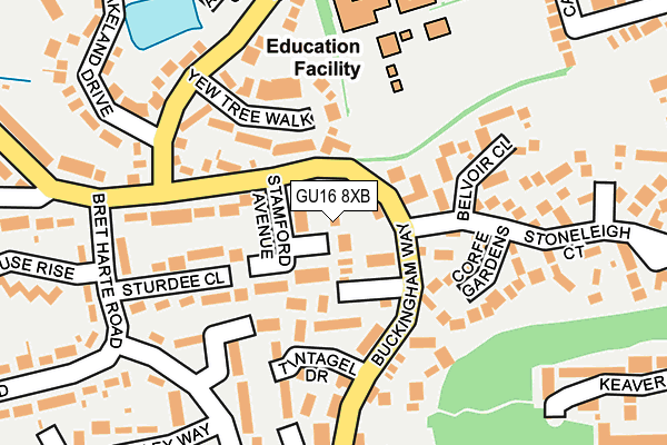 GU16 8XB map - OS OpenMap – Local (Ordnance Survey)