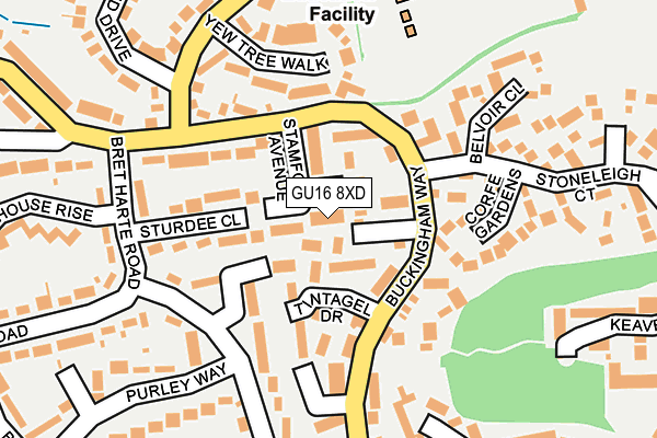 GU16 8XD map - OS OpenMap – Local (Ordnance Survey)