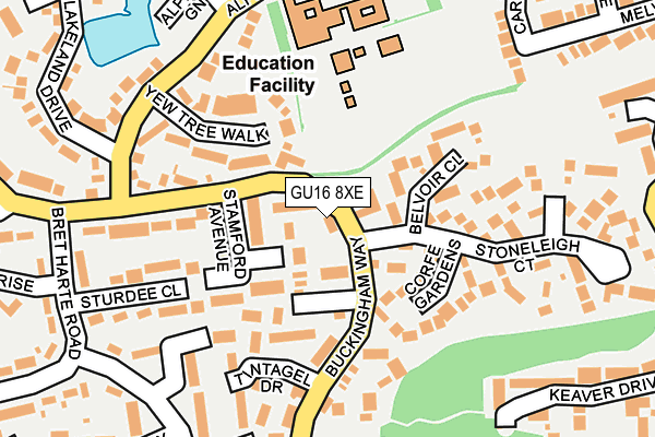 GU16 8XE map - OS OpenMap – Local (Ordnance Survey)