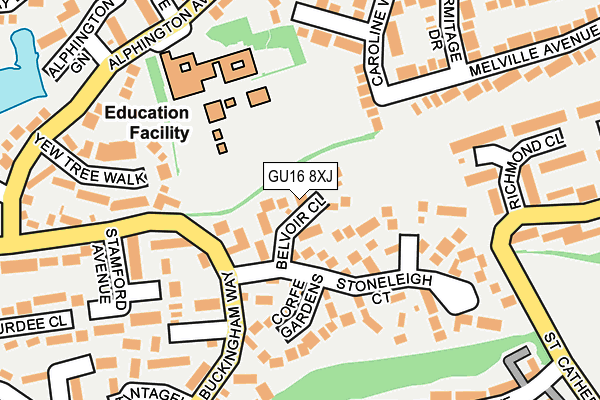GU16 8XJ map - OS OpenMap – Local (Ordnance Survey)