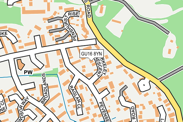 GU16 8YN map - OS OpenMap – Local (Ordnance Survey)